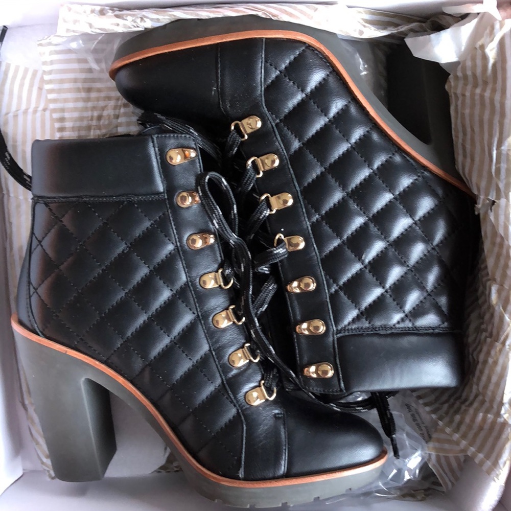 Kate Spade Gianna Black Napa Lace up Boots